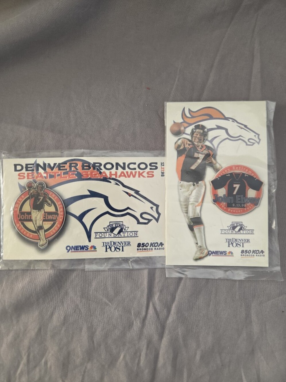 Denver Broncos White and Orange Vinyl Decal Set
